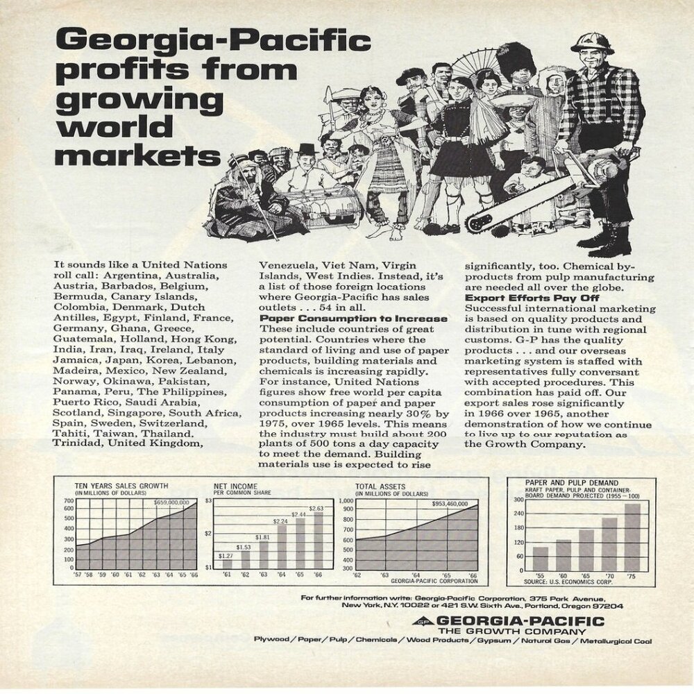 1967 Georgia-Pacific Growth Company Profits Markets Vintage Mag Print Ad/Poster